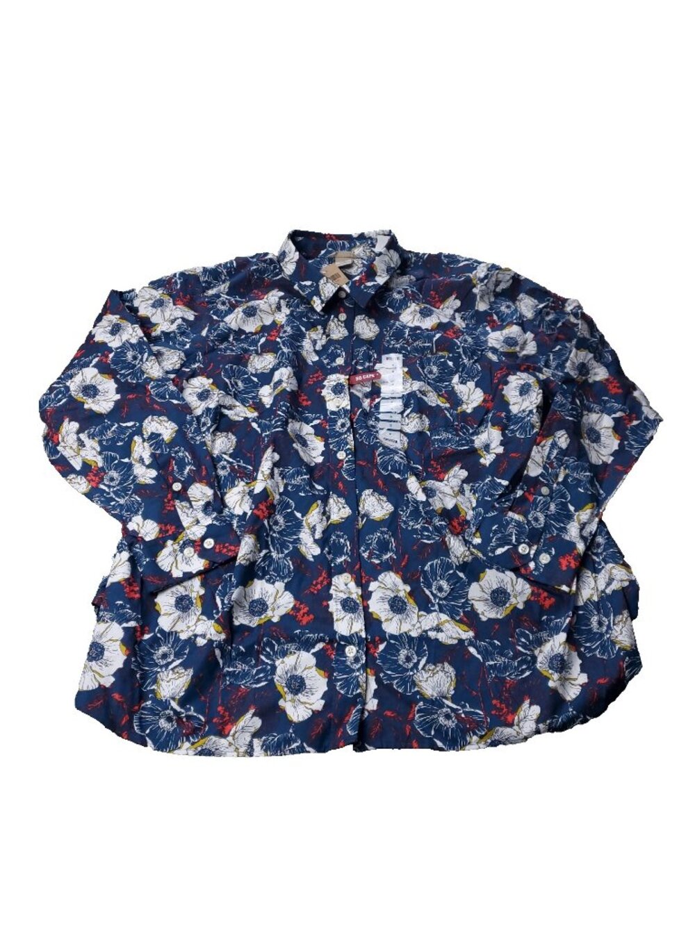 Duluth Wrinklefighter Shirt Womens Plus Size 1X Floral Button No Gape Collared